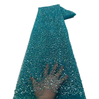 Tissu en dentelle brodée de perles et de paillettes NI.AI de luxe, tissu en tulle brodé, tissu en dentelle à paillettes pour robe de mariée ou de soirée