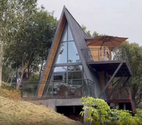 Maison en bois triangulaire asiatique moderne de 20 pieds, design respirant, épaisseur standard, pour hôtels et séjours en plein air