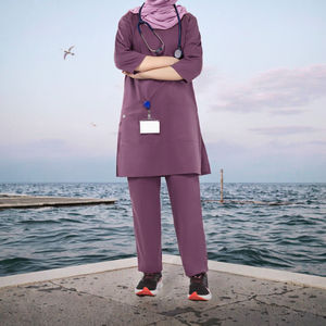 Uniformes de Hospital al por Mayor, Uniforme de Enfermería, Top de Manga Corta, Traje de Mono, Conjuntos de Uniformes Médicos Unisex de Spandex, Jersey de Verano - Product Image 3