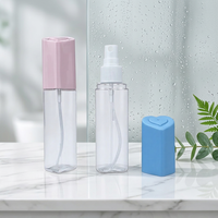 Vente en gros de flacons pulvérisateurs fins en forme de cœur de 60 ml pour le parfum, récipient de recharge, lotion cosmétique, flacon en plastique PET, modèle Omi