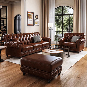 Set Divani Chesterfield Reclinabili Elettrici di Lusso 3 2 1 di Alta Qualità, <span class=keywords><strong>Arredamento</strong></span> di Lusso in Pelle per Soggiorno dal Design <span class=keywords><strong>Contemporaneo</strong></span> - Product Image 2