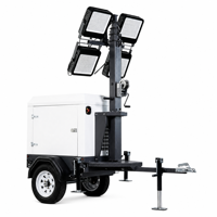 Tour d'éclairage solaire LED sur remorque, mât de 24 pieds, tout temps, déploiement rapide, alimentation CC, lumière blanche, IP23, pour aménagement paysager et jardin, intensité variable