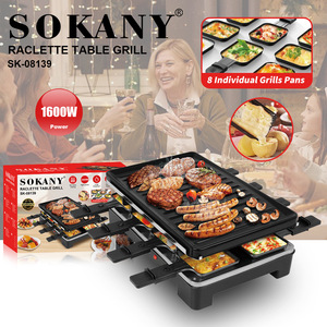 Nouvelle conception 1600w <span class=keywords><strong>Raclette</strong></span> Table plaque chauffante <span class=keywords><strong>Machine</strong></span> fondre le fromage et griller la viande légumes à la fois boeuf fête barbecue gril avec 8 casseroles - Product Image 6