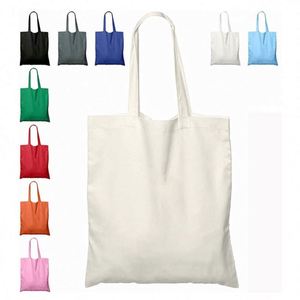 กระเป๋าผ้าใบธรรมดาทำมือใช้ซ้ำได้ถุงผ้าช็อปปิ้งผ้าฝ้าย - Product Image 1