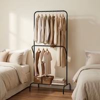 Porte-vêtements double niveau moderne en métal blanc, détachable, avec étagère de rangement pour salle de bain et chambre à coucher