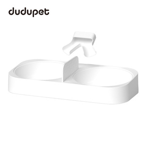 Comedero doble de acero inoxidable Dudupet, forma ovalada, desmontable, antideslizante, fácil de limpiar, para perros y gatos - Product Image 3