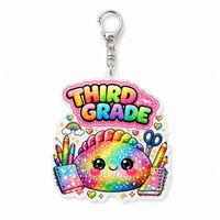 Porte-clés personnalisés en acrylique en gros – Cadeau pour élèves de troisième année – Porte-clés arc-en-ciel Bao – Breloque de récompense pour l'école primaire – Vente en gros