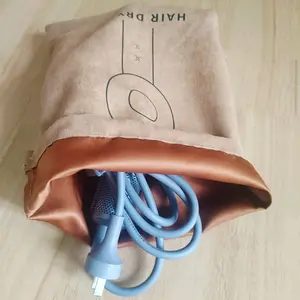 Hotel Hair Dryer Dust Protection Bag Custom Logo Print Suede Drawstring Bag Gift Packing Bags