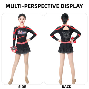 <span class=keywords><strong>Costumes</strong></span> de danse de <span class=keywords><strong>groupe</strong></span> personnalisés ODM Uniforme de pom-pom girl de logo personnalisé à haute élasticité en tissu brillant - Product Image 5