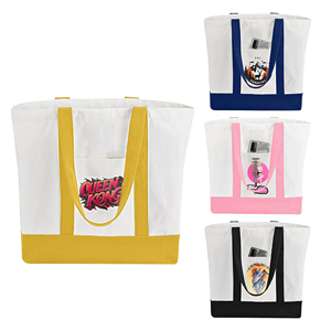 Custom Cotton Canvas Tote Bag, Eco Friendly Cotton Canvas Tote Bag for Shopping, Multicolor Handle Handbag - Product Image 1