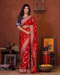 Designer Saree Meilleure Collection de Haute Qualité Organza Satan Travail Manuel Femmes Prix de Gros - Product Image 4