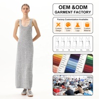 Robe longue élégante en coton tricoté pour femme, coupe crayon, sans manches, dos nu, moulante, décontractée et sexy, personnalisable OEM pour l'été
