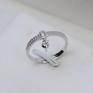 Bague ajustable en argent S925 pour femme, accessoires personnalisés en perles DIY, bague ouverte, composants de bijoux - Product Image 2