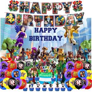 <span class=keywords><strong>Ensemble</strong></span> de vaisselle jetable sur le thème des jeux Roblox pour anniversaire, décoration de fête de jeu de Thanksgiving, fournitures de table pour fête - Product Image 1