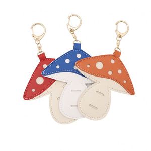 7 Colors PU Leather Sunglasses Holder Keychain for Travel Portable Sunglasses <b>Hook</b> Eyeglasses Mushroom Shape Cute Promotional - Product Image 3
