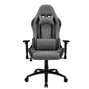 تصميم جديد كرسي ألعاب رمادي بظهر عالي من شركة التصنيع الأصلية كرسي مريح قابل للدوران 160 درجة كرسي ألعاب بعجلات وقاعدة فولاذية