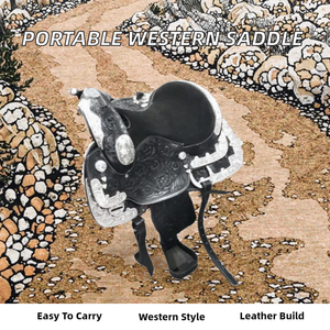 Silla de Montar Western de Cuero Portátil de Última Generación con Estructura de Plástico para Caballos y Jinete - Product Image 2