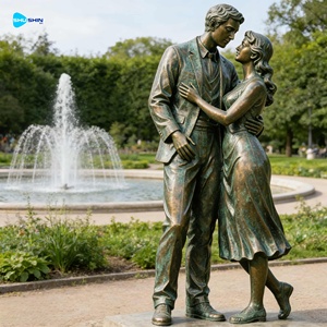 Statua in Bronzo a Grandezza Naturale di Coppia in Amore Vero per Parchi, Ville e Spazi Esterni - Product Image 3