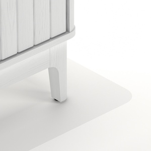 Mesita de Noche Moderna de Madera Blanca con 2 Cajones y Frente Acanalado - Product Image 3