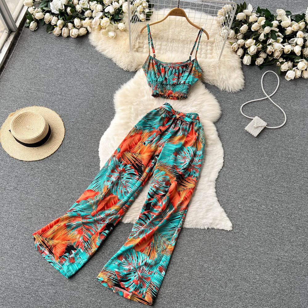 Ensembles d'été à la mode pour femmes, hauts floraux décontractés