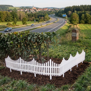 Sunsbuild White Plastic Picket Garden <b>Fence</b> Panels Interlocking Decorative Lawn Edging <b>Border</b> for Flower Bed Yard - Product Image 6