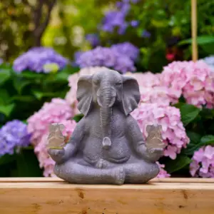 Vườn Trang Trí Nghệ Thuật Bức Tượng Điêu Khắc Tôn Giáo Bức Tượng Năng Lượng Mặt Trời Ánh Sáng Thiền Elephant Nhựa Thủ Công Mỹ Nghệ