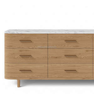 <span class=keywords><strong>Commode</strong></span> en bois moderne FERLY à 9 tiroirs avec plateau en marbre, armoire de rangement contemporaine à façade incurvée <span class=keywords><strong>pour</strong></span> <span class=keywords><strong>chambre</strong></span> à coucher - Product Image 3