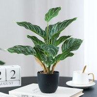 Tanaman Pot Aglaonema Pothos Buatan, Bunga Sutra 41cm, Dekorasi Rumah, Hiasan Lantai, Ornamen Hijau