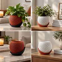 Pot de fleurs imprimé en 3D personnalisé avec soucoupe, pot décoratif moderne pour plantes d'intérieur, pot à fleurs en PLA pour la décoration de la maison et du bureau