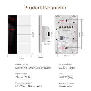 Interruptor de Botón WiFi Zemismart Matter con Pantalla, Personalizable con Nombre, Compatible con Homekit, <span class=keywords><strong>SmartThings</strong></span>, <span class=keywords><strong>Home</strong></span> Assistant y <span class=keywords><strong>Google</strong></span> <span class=keywords><strong>Home</strong></span> - Product Image 6