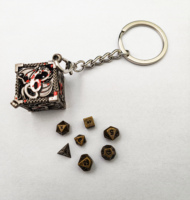 Boîte à dés de jeu DND en alliage de zinc Dragon de sang noir de précision LM avec un jeu de dés miniatures de 6 mm