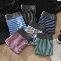 Caleçons Boxers Rayés sans Coutures pour Hommes, Taille Moyenne, Très Élastiques, Confortables et Respirants, Shorts pour Jeunes