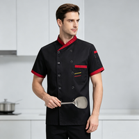 Veste de chef croisée à bordure contrastante en tissu doux avec logo brodé, uniforme pour la restauration hôtelière occidentale et les cuisiniers