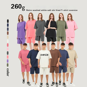 T-shirts unisexes de haute qualité avec logo personnalisé HF, 260 GSM, poids lourd, 100% coton, épaules tombantes, t-shirt ample <span class=keywords><strong>et</strong></span> carré pour hommes - Product Image 3
