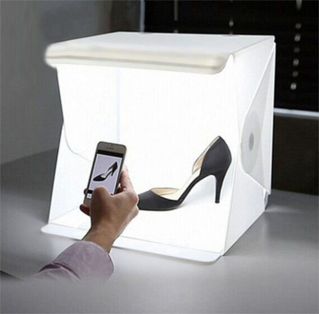 Mini Folding Lightbox Photography Photo Studio Softbox 2 Panel LED Light Soft Box Photo Background Kit Light Box for DSLR Camera