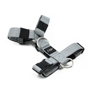 Conjunto de arnés y correa ajustable para perro, correa de neopreno suave táctico de alta resistencia, cintas personalizadas, color sólido - Product Image 6
