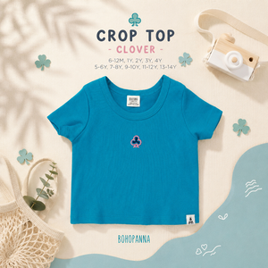 เสื้อครอปท็อปลายโคลเวอร์ ผลิตจากวัสดุพรีเมียม ระบายอากาศได้ดี นุ่มสบาย เหมาะสำหรับวันหยุดเรียนและช่วงเวลาสนุกสนาน - Product Image 2