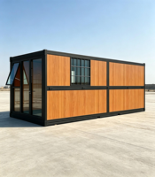 Maison conteneur pliable en bois, isolée, modulaire, préfabriquée, bureau portable, cabine de vie avec porte vitrée, personnalisable