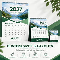 Calendrier personnalisé 2027 – Disposition mensuelle, calendrier de bureau à spirale Wire-O, planificateur de bureau promotionnel OEM pour entreprises, petite série