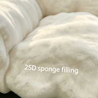 Canapé-lit pour chat et chien en peluche, 400 GSM, imitation fourrure de lapin, fond imperméable en TPU, housse amovible pour cage, utilisation en intérieur