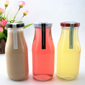 Botella de Vidrio para Leche de 330ml y 500ml, Botella de Vidrio para Té con Leche y Fruta, Venta al por Mayor con Tapa - Product Image 1
