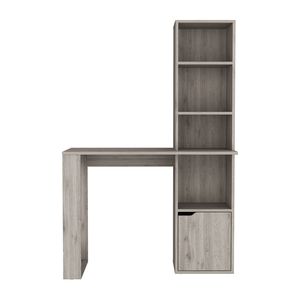 Bicknell Light Gray <b>Computer</b> <b>Desk</b> with Single Door Cabinet and 4 Tier Shelf - Product Image 3