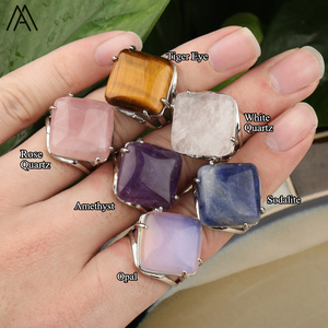 Ruit Vorm Edelsteen Cabochon Kralen Zilveren Ringen Voor Heren Sieraden Verjaardagscadeau - Product Image 2