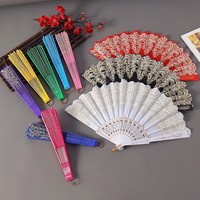 Abanico Plegable Español de Encaje Floral Vintage Personalizado, Abanico de Mano de Plástico para el Verano, Regalo de Cumpleaños para Niña, Regalo de Boda