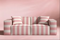 Rot-Weiß Gestreiftes Stoffsofa 3-Sitzer Klassisches Gerades Sofa für Landhausstil Wohnzimmer
