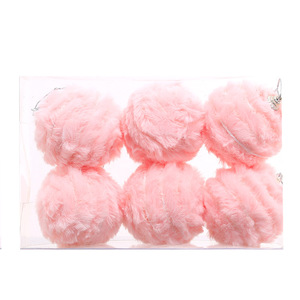 Nouvelles boules de Noël en mousse longue et moelleuse 6CM 7CM 8CM Rouge Rose Bleu Ornements suspendus pour arbre de Noël - Product Image 4