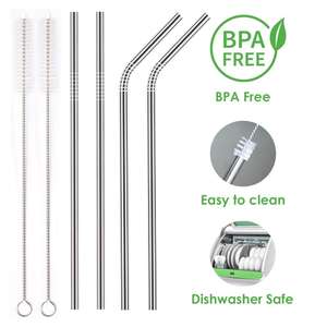 Pailles en acier inoxydable réutilisables, pailles à boire en métal avec brosse de nettoyage - Product Image 3