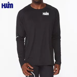Custom Logo Men's Long Sleeve Shirts Quick Dry Men Fitness Gym Shirt Mens Lightweight Jogging T Shirt With Reflector Stripes