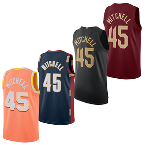 Hommes # Maillot de basket personnalisé Mitchell Cleveland 45, chemises brodées, uniformes pour jeunes, vêtements de sport avec logo thermocollé - Product Image 1