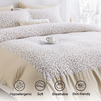 Ensemble de literie en microfibre à motifs floraux imprimés en nano, 4 pièces, 100% polyester, sur mesure, OEM, pour hôtel et maison